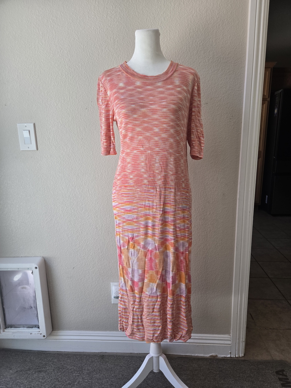 Sunset Coral Boho Midi Dress